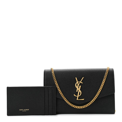 Saint Laurent Grain De Poudre Uptown Chain Wallet Black 1 of 10