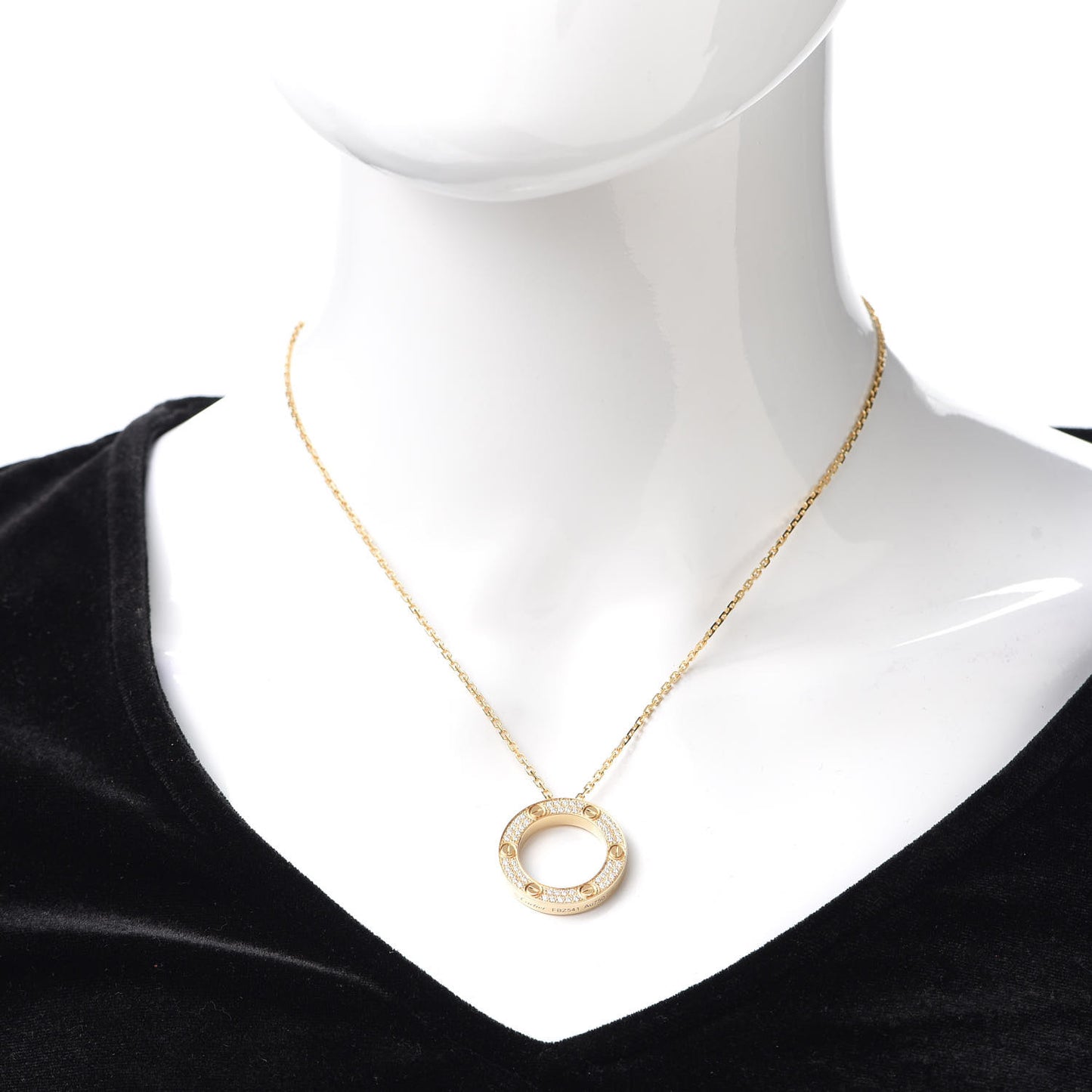 18K Yellow Gold Diamond LOVE Paved Necklace