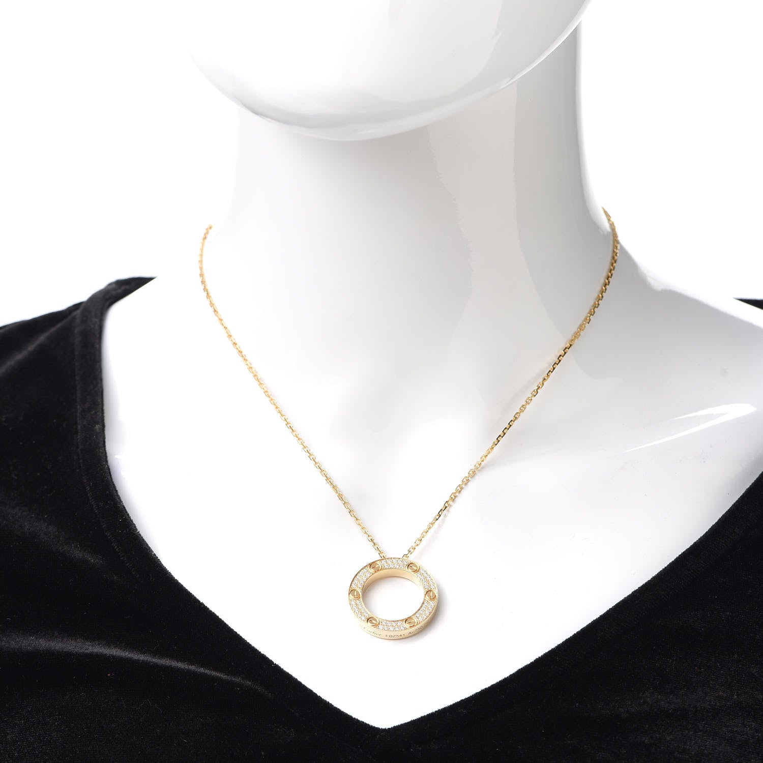 Cartier 18K Yellow Gold Diamond LOVE Paved Necklace 2 of 8