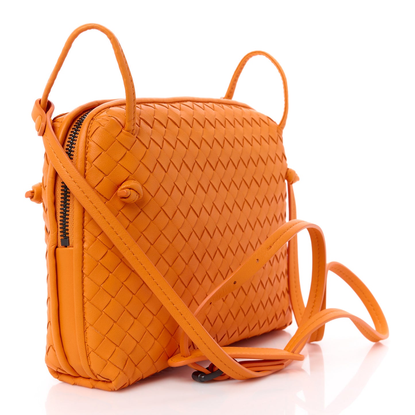 Nappa Intrecciato Nodini Crossbody Messenger Orange