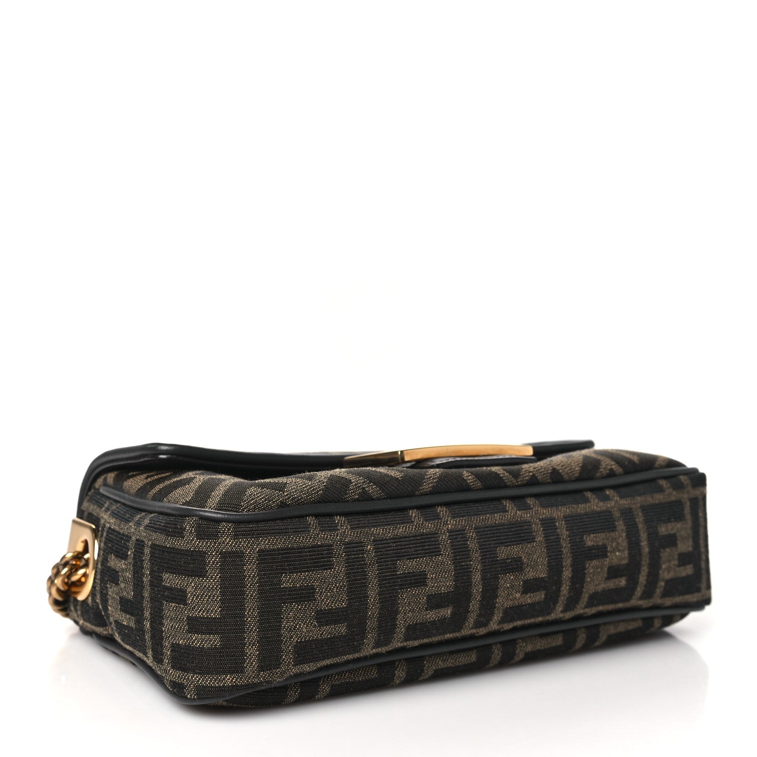 Fendi Fabric Jacquard FF 1974 Midi Chain Baguette Tobacco Moro 4 of 11