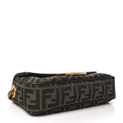Fendi Fabric Jacquard FF 1974 Midi Chain Baguette Tobacco Moro 4 of 11