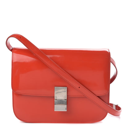 Celine Spazzolato Calfskin Classic Box Medium Flap Vermillion 1 of 15
