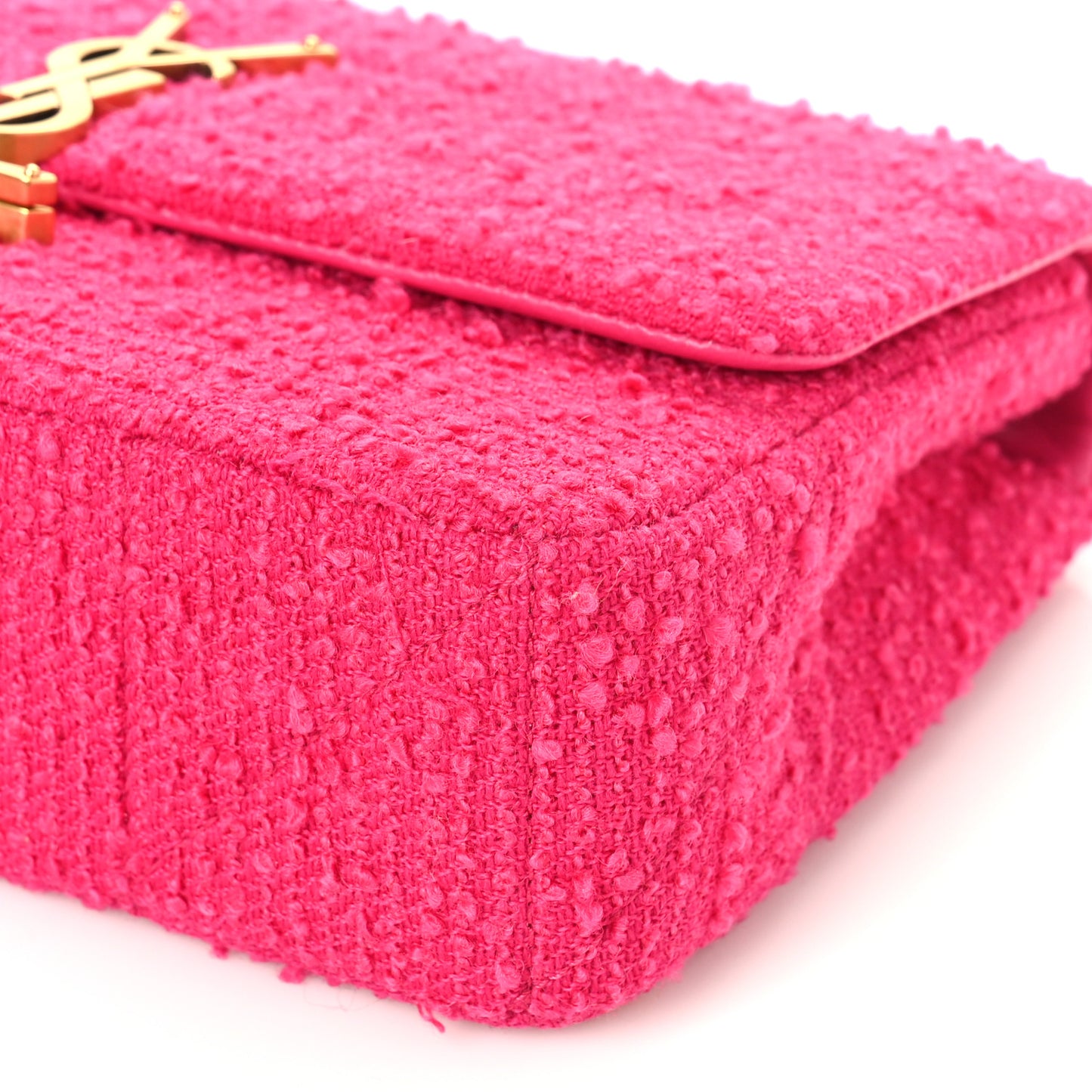 Boucle Tweed Patchwork Monogram Medium Jamie Baguette Magenta