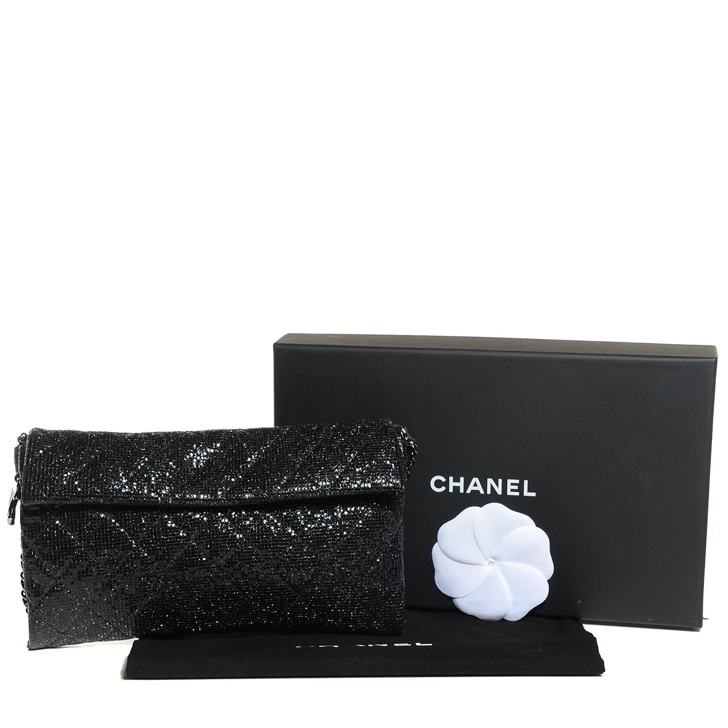 Chanel Iridescent Quilted Chain Clutch Black 4 of 8