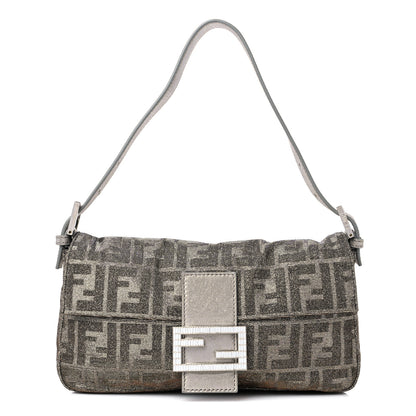 Fendi Metallic Lurex Zucca Vitello Baguette Oro Argento 2 of 8