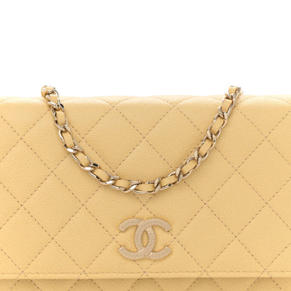 Chanel Caviar Quilted Studded CC Wallet on Chain WOC Yellow 8 of 10