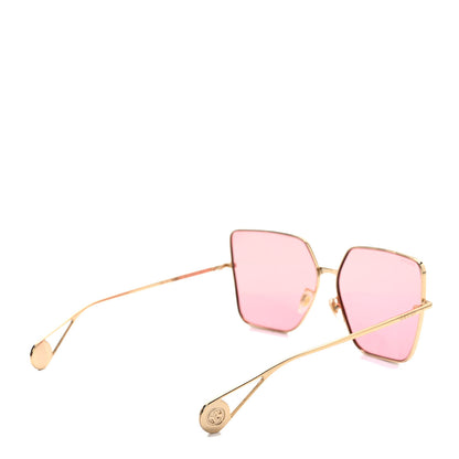 Gucci Metal Square Frame Sunglasses GG0436S Gold Pink 4 of 8