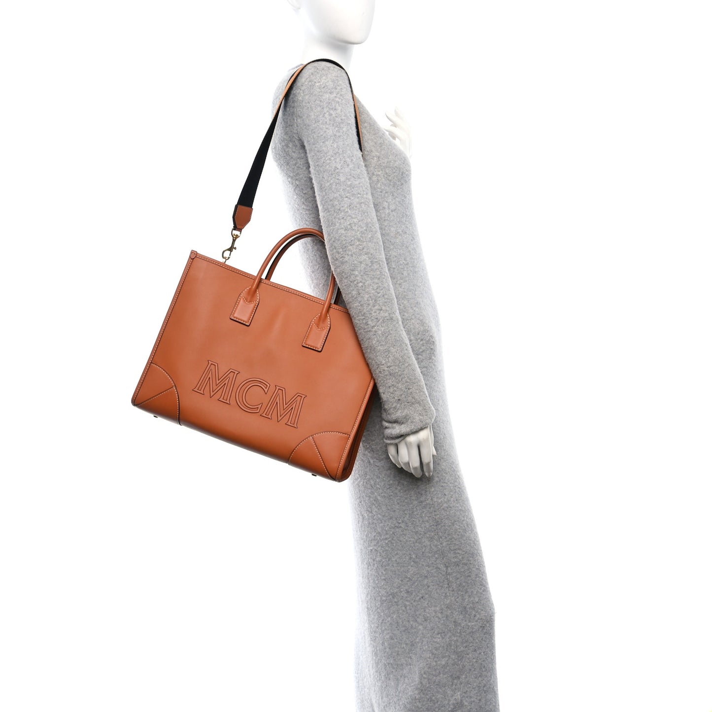 Calfskin Large Munchen Tote Cognac