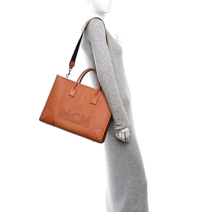 MCM Calfskin Large Munchen Tote Cognac 2 of 11