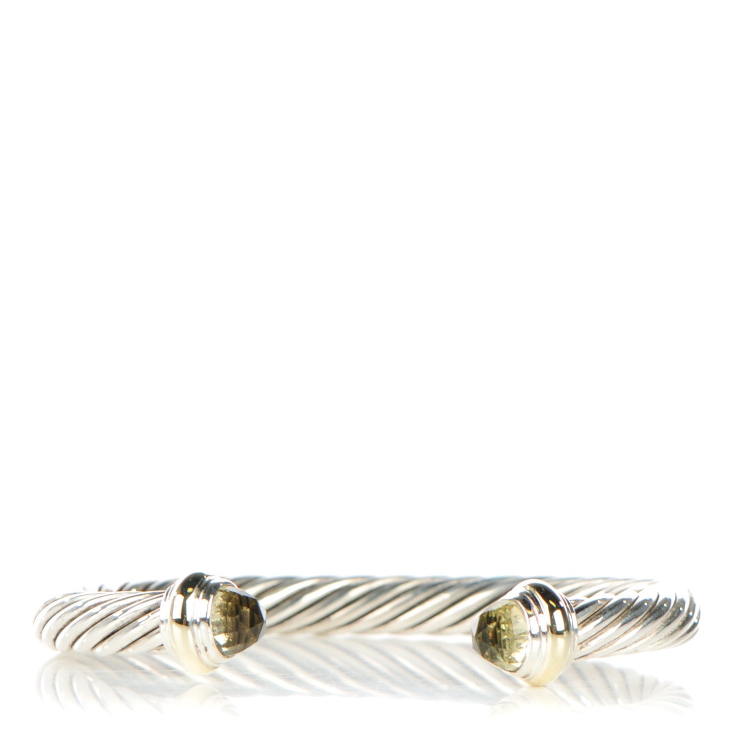 David Yurman Sterling Silver 14K Yellow Gold Lemon Citrine 7mm Cable Classics Bracelet 1 of 6