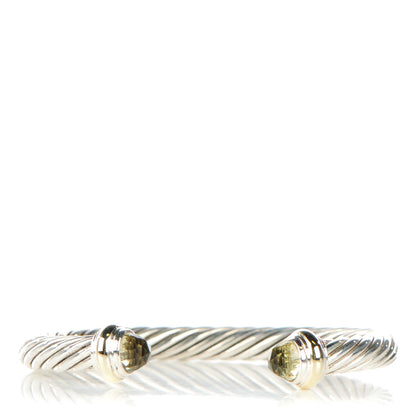 David Yurman Sterling Silver 14K Yellow Gold Lemon Citrine 7mm Cable Classics Bracelet 1 of 6
