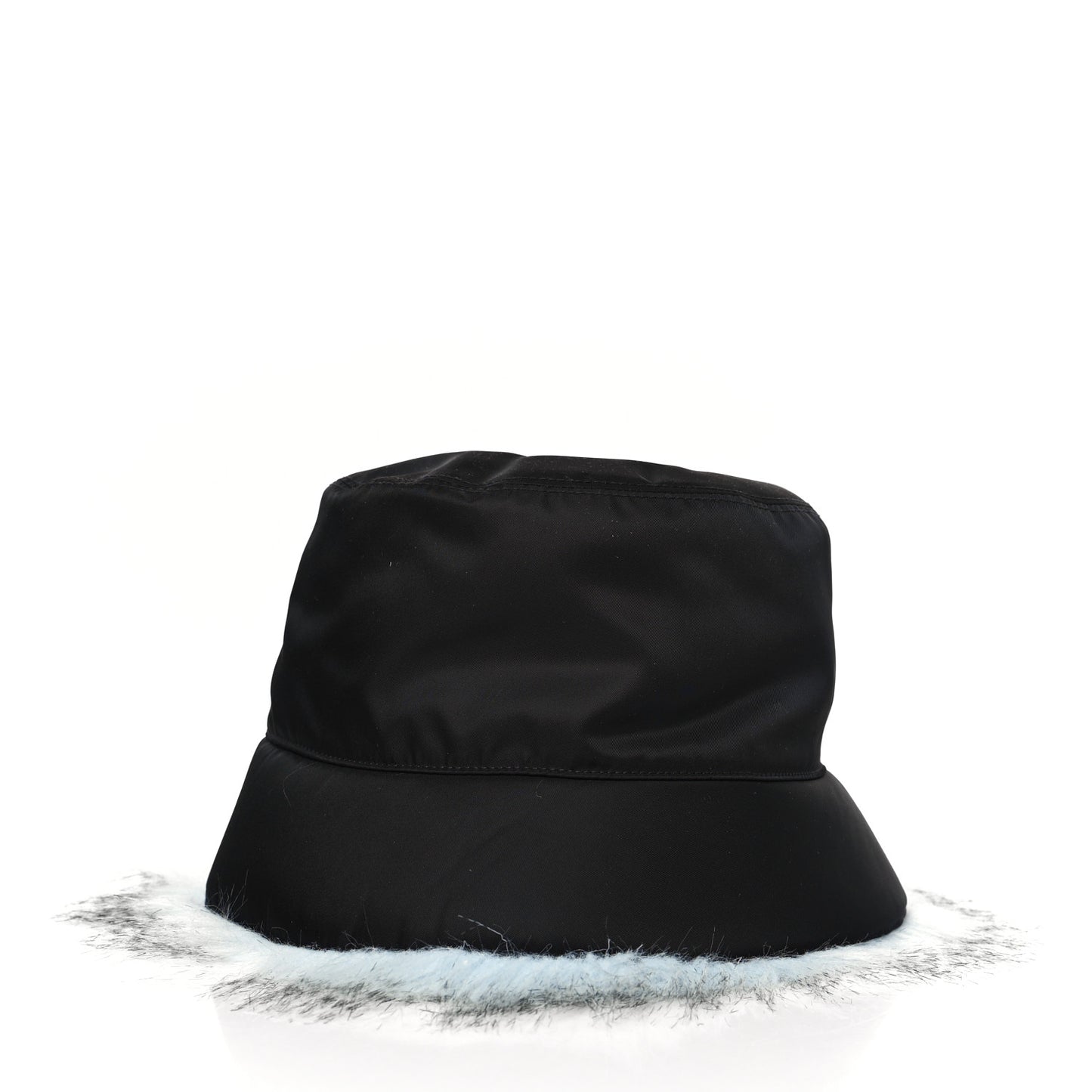 Re-Nylon Faux Fur Metal Triangle Logo Womens Bucket Hat M Black Astro