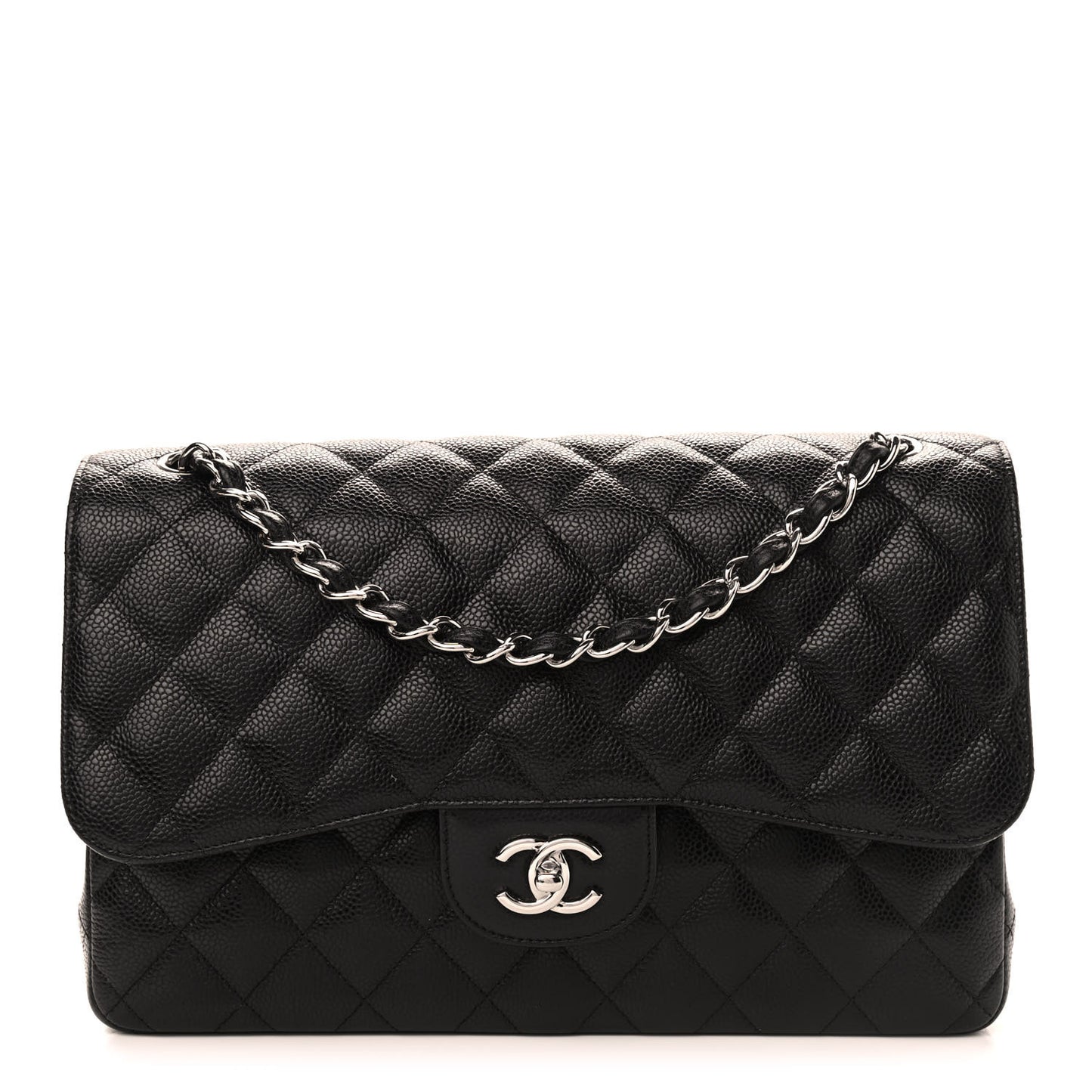 Caviar Quilted Jumbo Double Flap Black