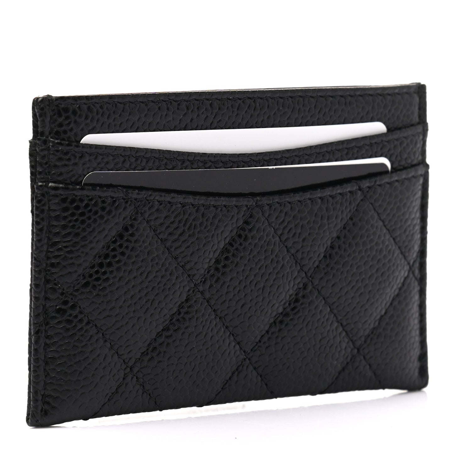 Caviar Quilted Card Holder Black