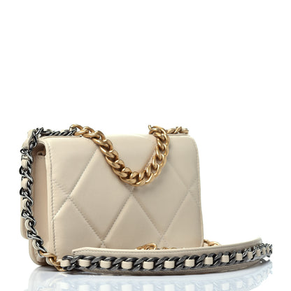 Chanel Goatskin Quilted Chanel 19 Wallet On Chain WOC Light Beige 3 of 10