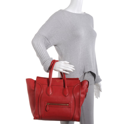 Celine Pebbled Leather Mini Luggage Bag Red 2 of 9