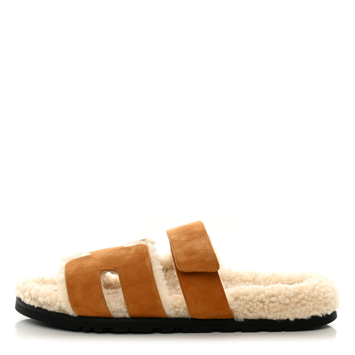 Suede Goatskin Woolskin Mens Chypre Sandals 42 Brun Fume Ecru