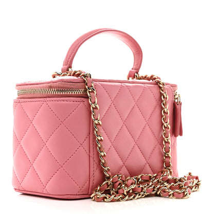 Chanel Lambskin Quilted Small Top Handle Vanity Case With Chain Pink 3 of 14