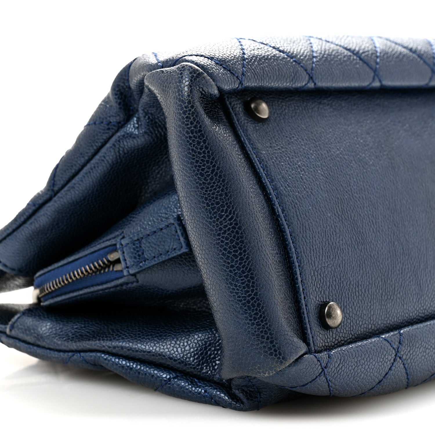 Chanel Iridescent Caviar Quilted Small Chic Tote  Dark Blue 9 of 14