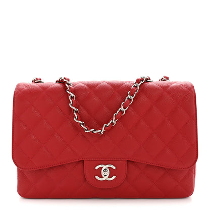 Chanel Caviar Quilted Jumbo Single Flap Red 1 of 14