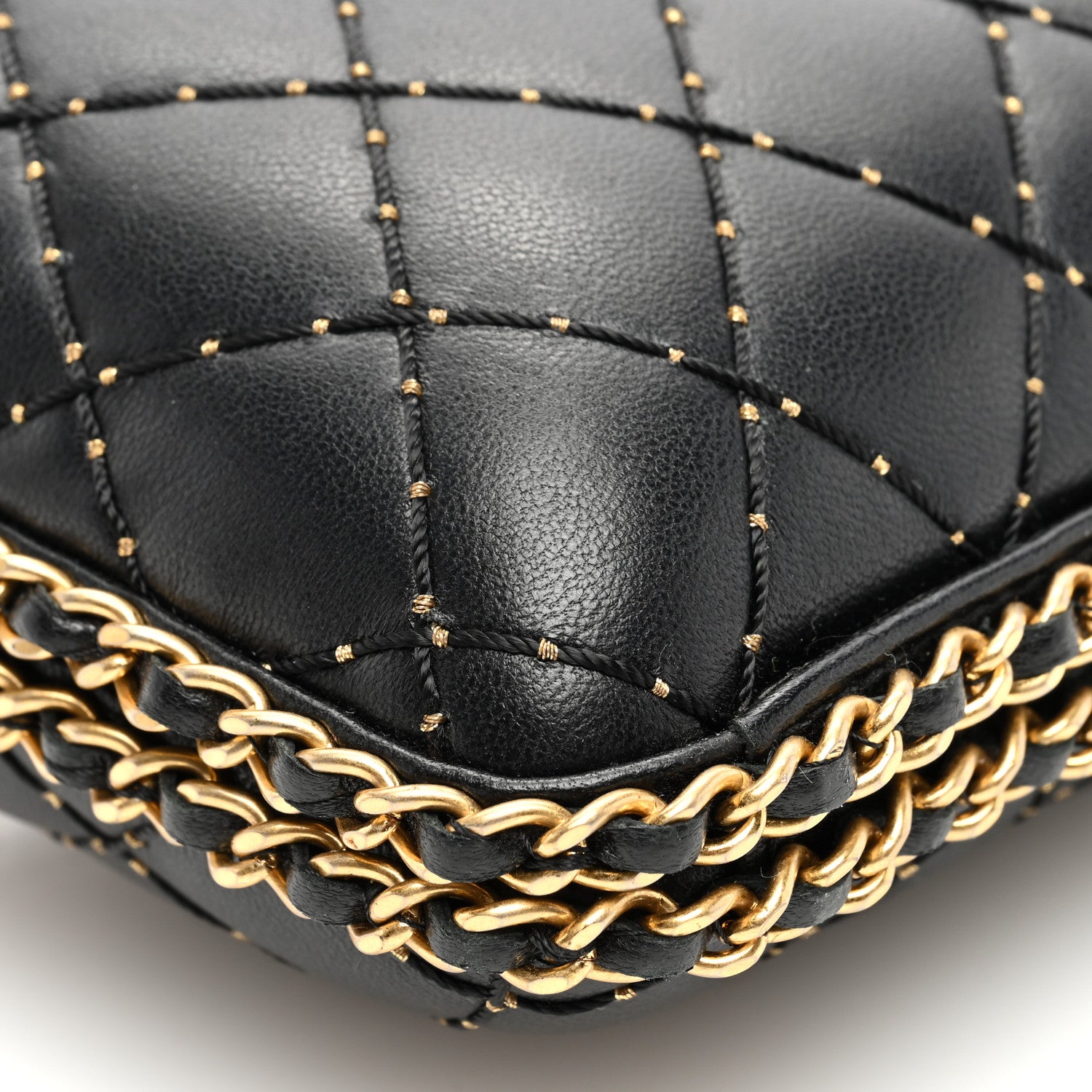 Chanel Lambskin Quilted Chain Around Clutch Black 9 of 10