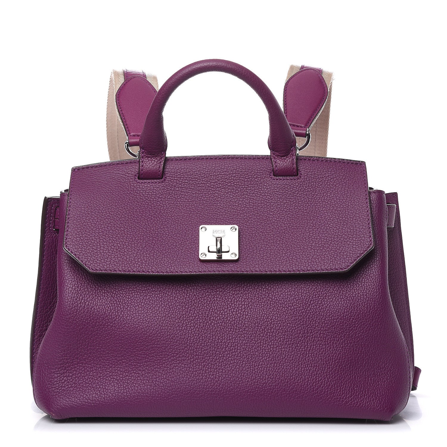 MCM Grained Calfskin Medium Milla Convertible Backpack Mystic Purple 1 of 13