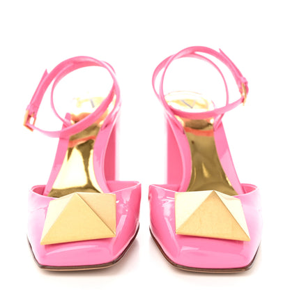 Valentino Garavani VALENTINO GARAVANI Patent One Stud Ankle Strap 90mm Block Heel Pumps 35 Feminine Pink 2 of 16