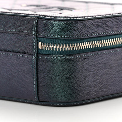 Chanel Iridescent Caviar Quilted Medium CC Filigree Vanity Case Dark Turquoise 10 of 10