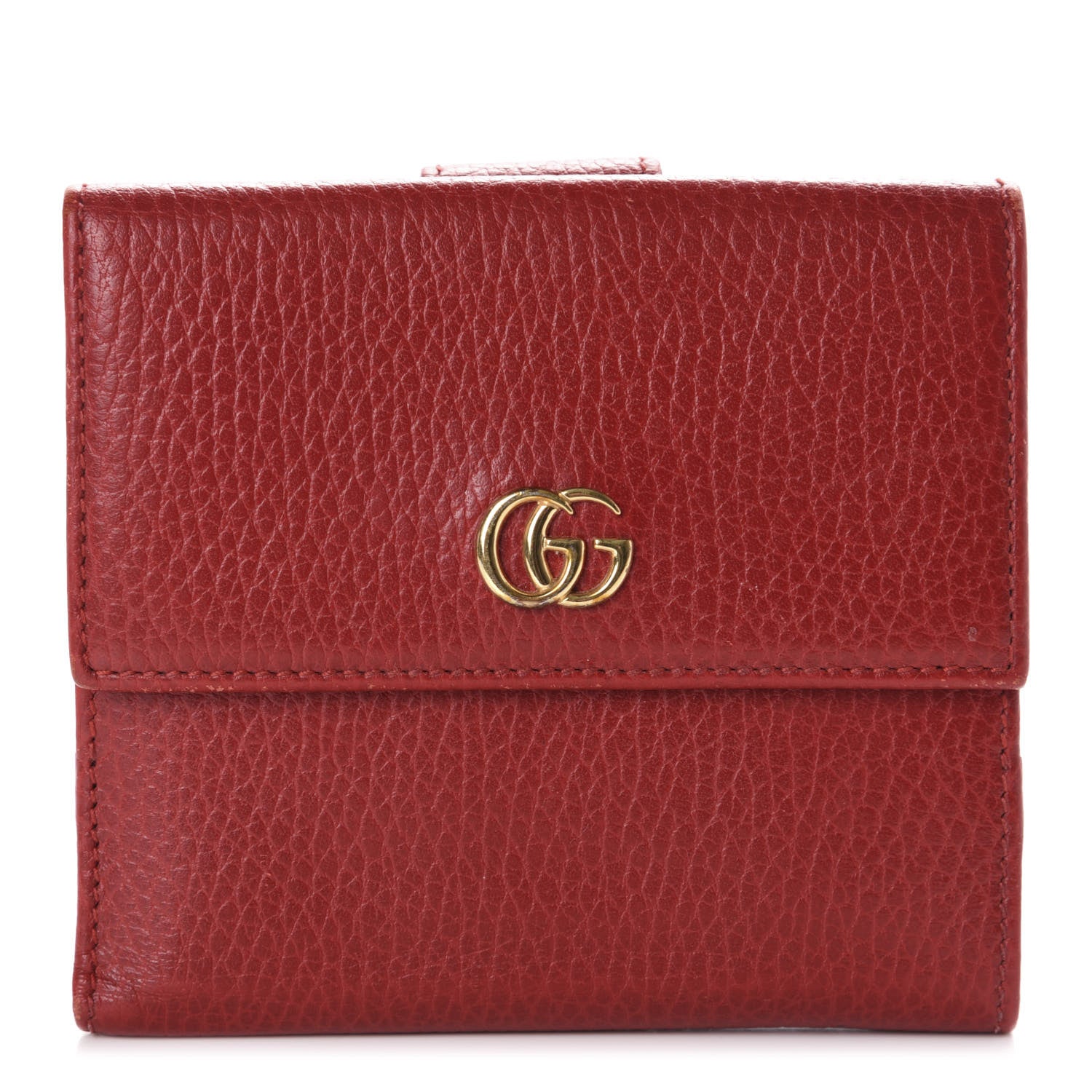 Gucci Dollar Calfskin Double G French Flap Wallet Hibiscus Red 1 of 8