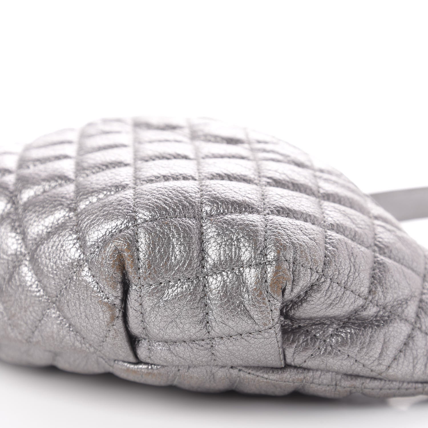 Chanel Metallic Goatskin Quilted Banane Waist Bag Fanny Pack Silver 10 of 13