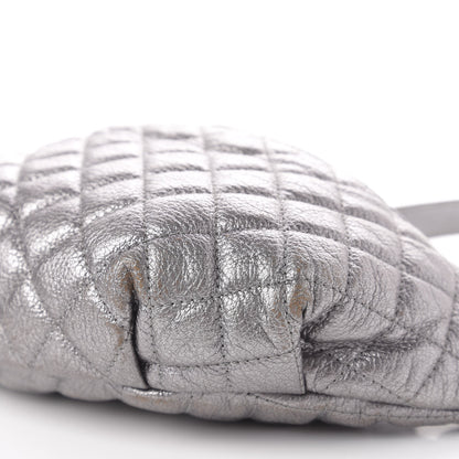 Chanel Metallic Goatskin Quilted Banane Waist Bag Fanny Pack Silver 10 of 13