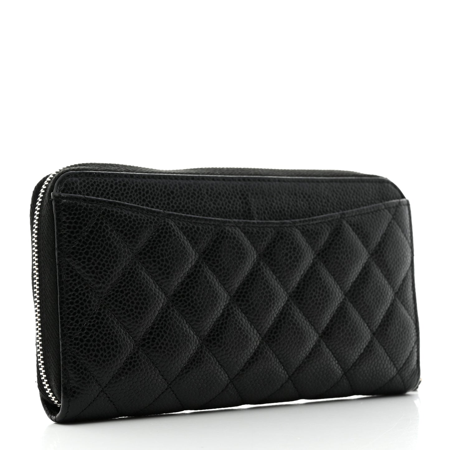 Caviar Quilted Large Gusset Zip Around Wallet Black