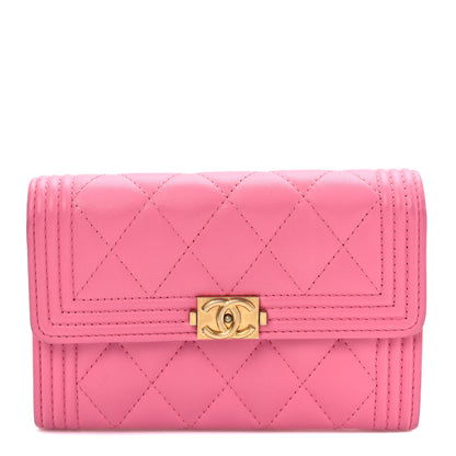 Chanel Lambskin Quilted Medium Boy Flap Wallet Pink 1 of 7