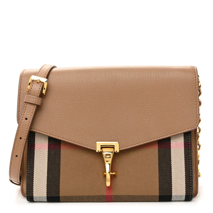 Burberry Derby Calfskin House Check Small Macken Crossbody Bag Camel 1 of 10