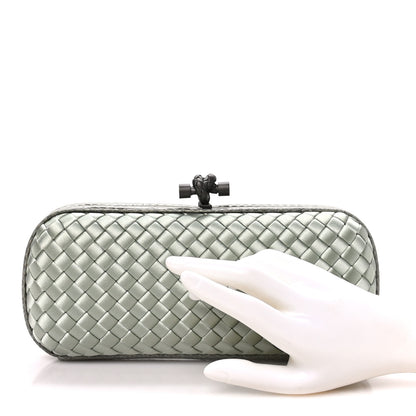 Bottega Veneta Satin Intreccio Impero Ayers Stretch Knot Clutch  Light Green 2 of 7