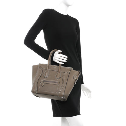 Celine Drummed Calfskin Micro Luggage Souris 2 of 10