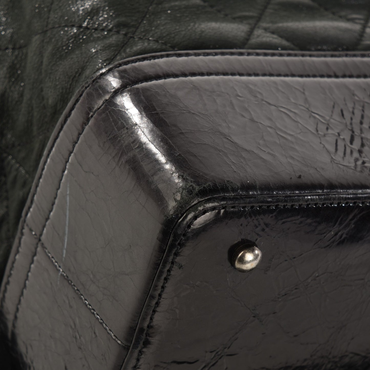 Iridescent Calfskin Quilted Large VIP Tote Black