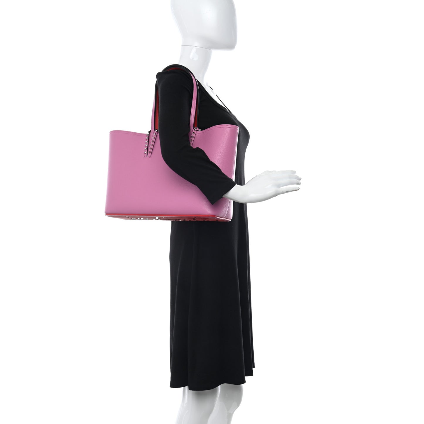 Calfskin Empire Spikes Small East West Cabata Tote Pink