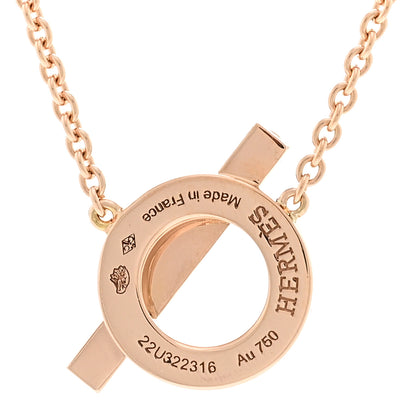 Hermes 18K Rose Gold Diamond Finesse Pendant Necklace 5 of 6