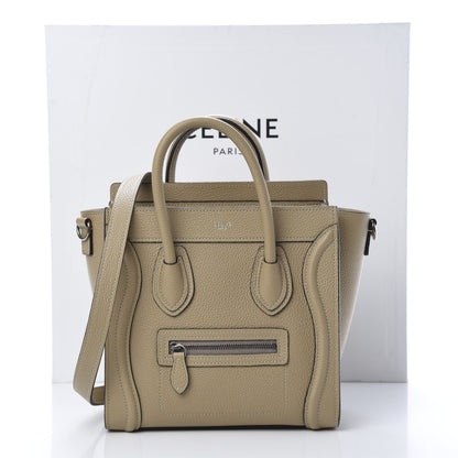 Celine Drummed Calfskin Nano Luggage Dune 12 of 12