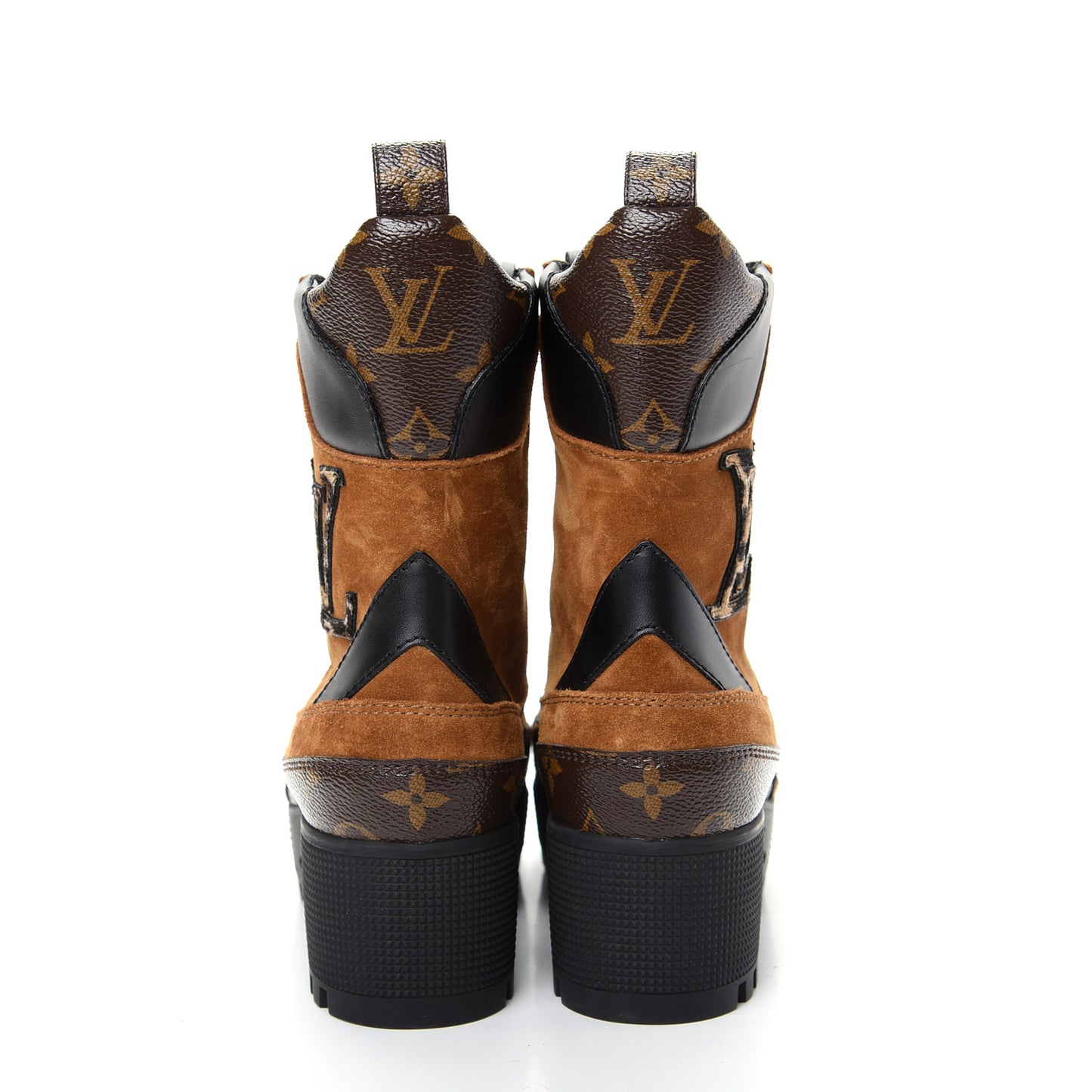 Suede Calfskin Monogram Laureate Platform Desert Boots 36 Cognac