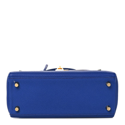Hermes Togo Horseshoe Kelly Retourne 25 Bleu Electrique Bordeaux 6 of 38