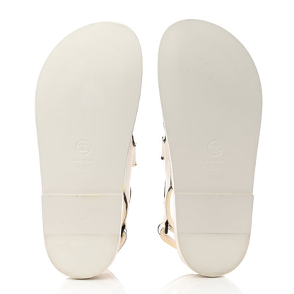Chanel Calfskin Printed Velcro Dad Sandals 35.5 White Black 5 of 11