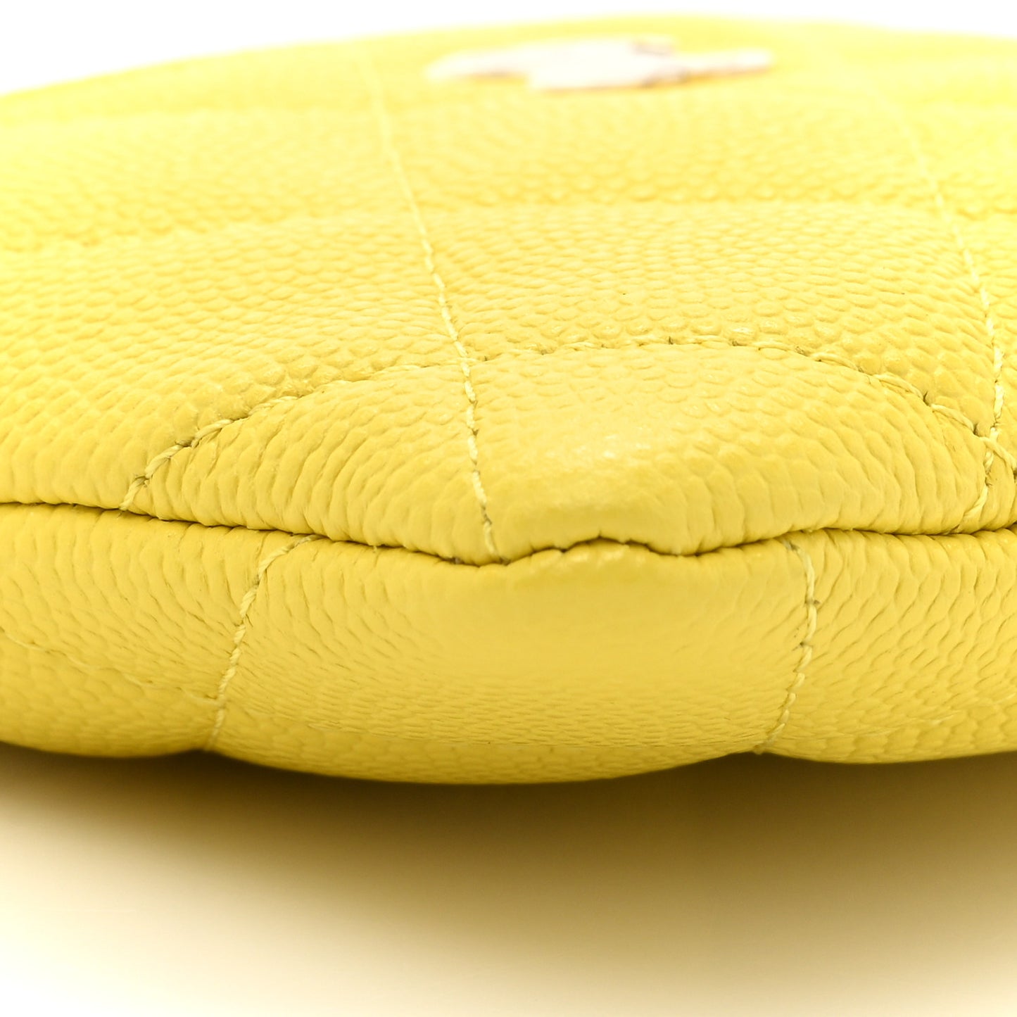 Caviar Quilted Zip Card Holder Wallet Yellow
