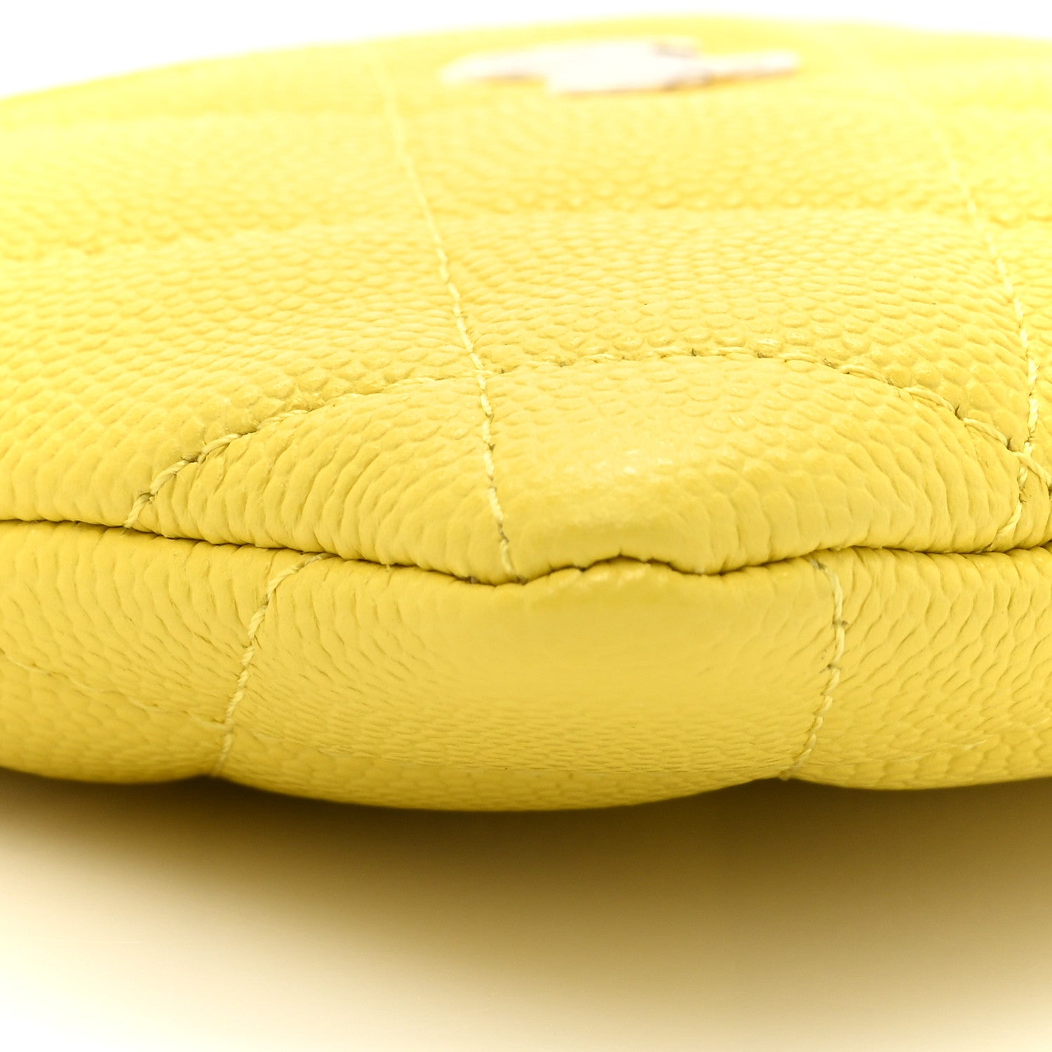 Chanel Caviar Quilted Zip Card Holder Wallet Yellow 9 of 10