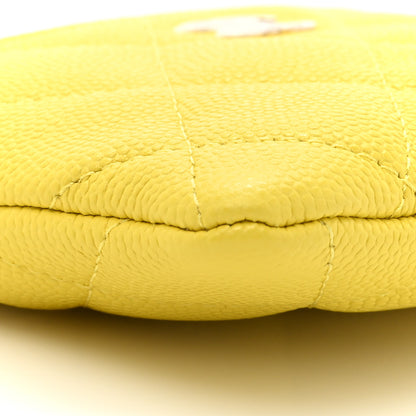 Chanel Caviar Quilted Zip Card Holder Wallet Yellow 9 of 10