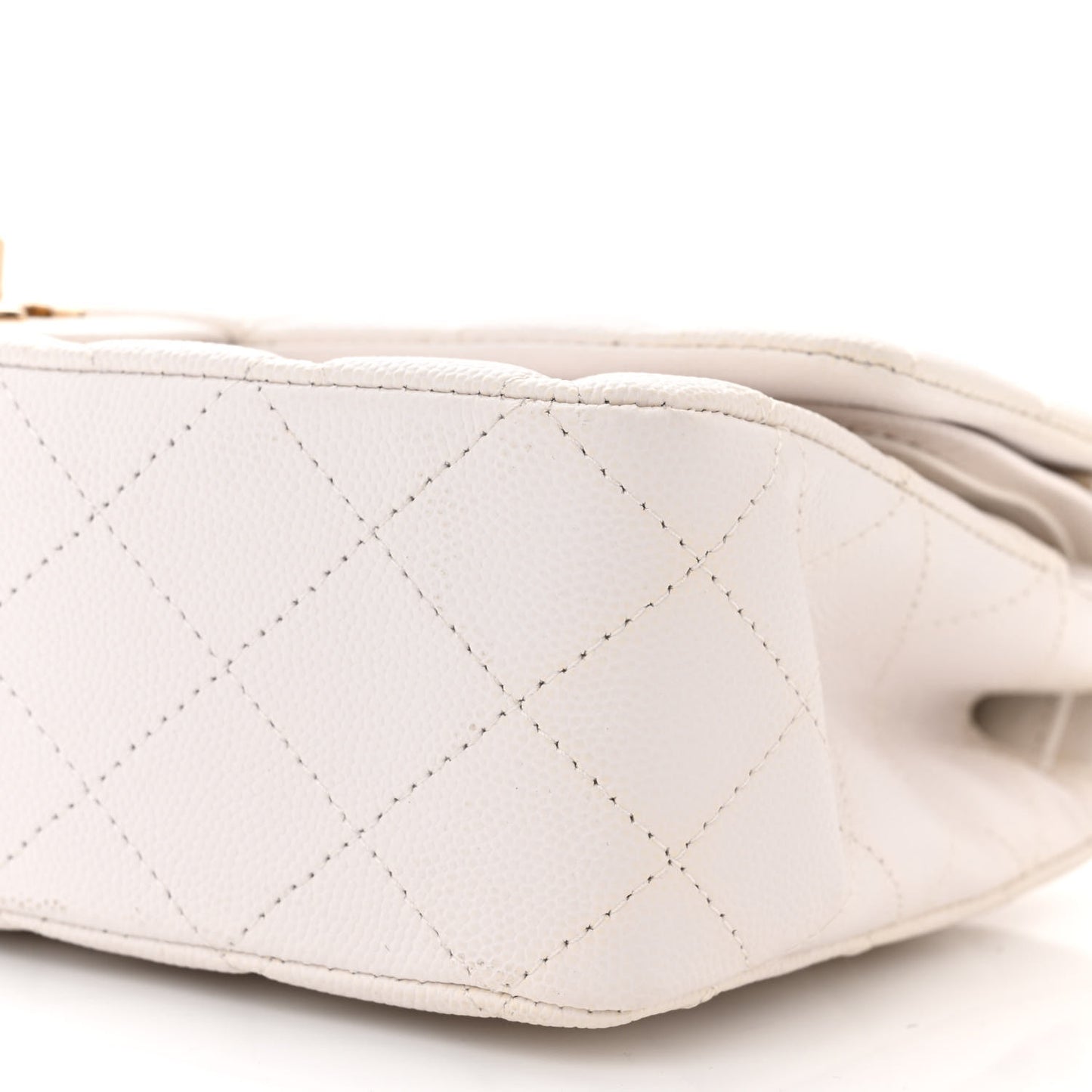 Caviar Quilted Medium Double Flap White