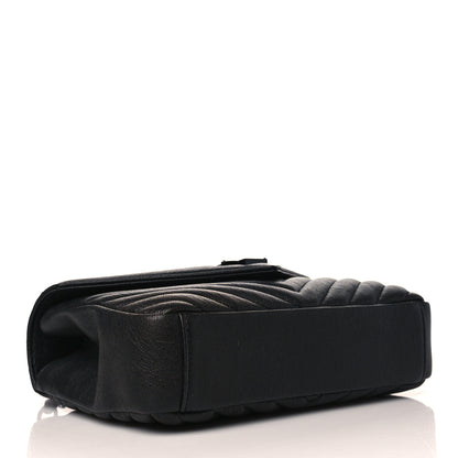 Saint Laurent Sheepskin Matelasse Chevron Monogram Monochrome Medium College Bag Black 3 of 9