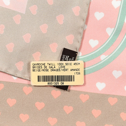 Hermes Silk Brides De Gala Love Pocket Square Beige Rose Dragee Vert Amande 4 of 4